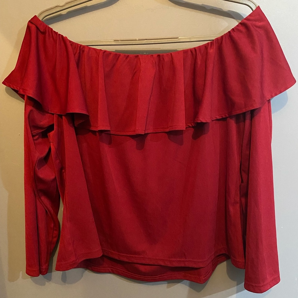 Shein Curve Ruffle Off Shouler Top Sz 4X- New